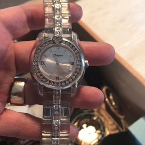 Brighten watch- clear w stones